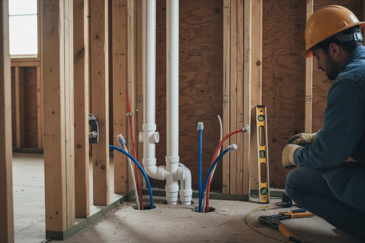 Drain and supply rough-in during Drain Cleaning in Basalt